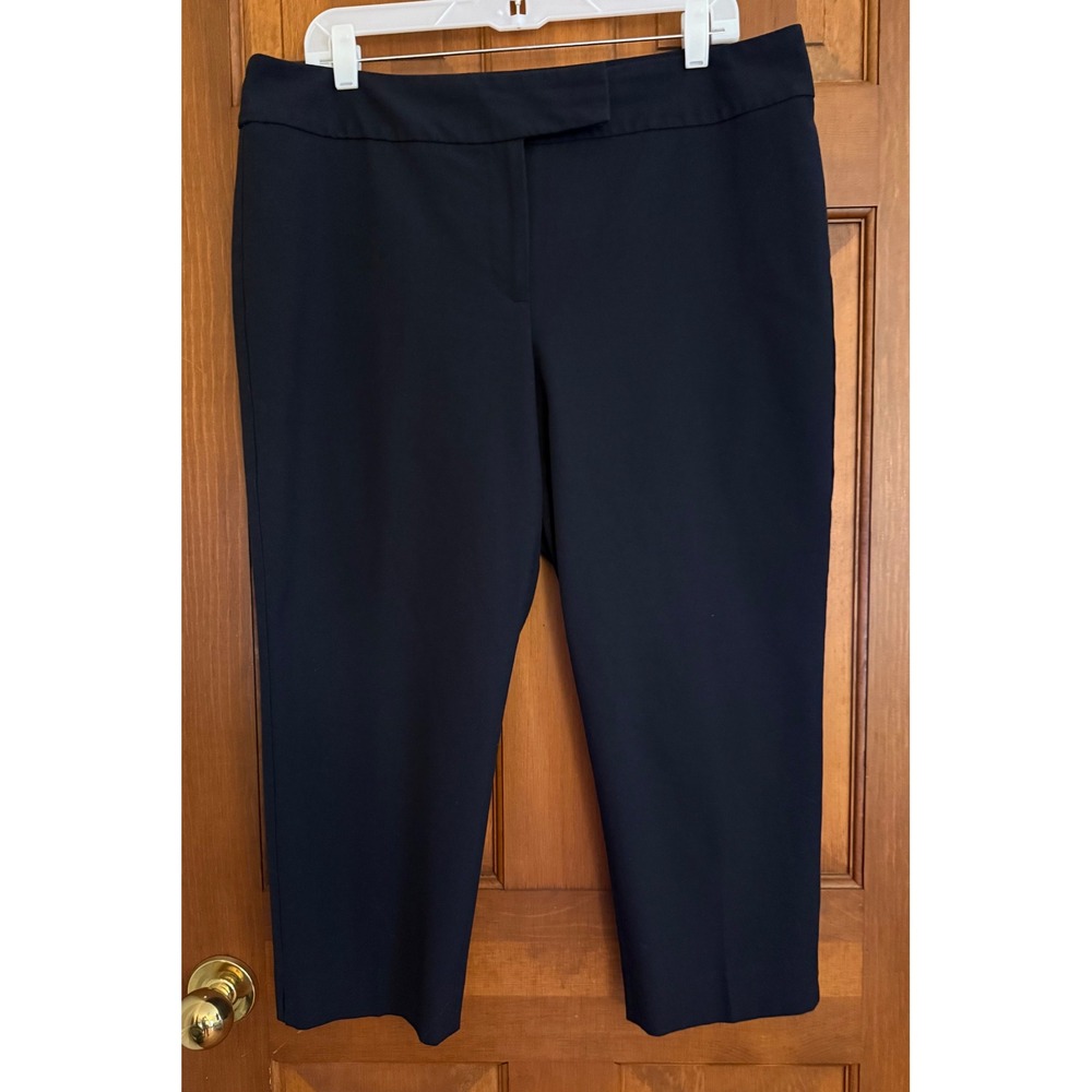 Talbots Cropped‎ Trouser Dress Pants Women 14P Petite Navy Office Business Work